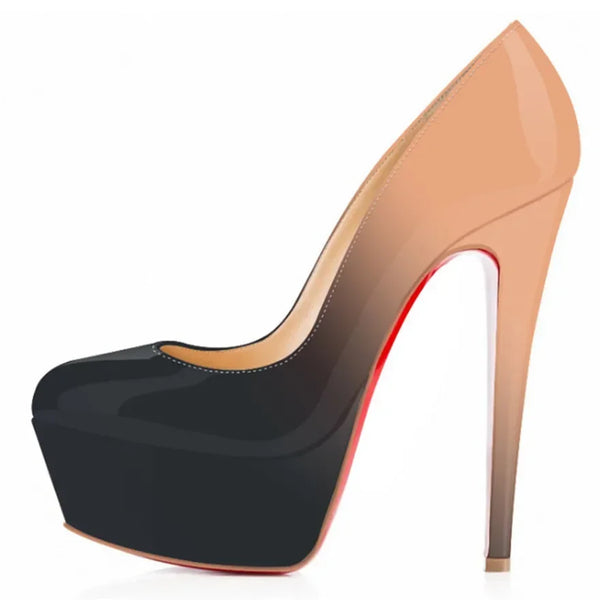 Sexy 14cm Platform Round Toe Men Pumps Stiletto Shoes Unisex